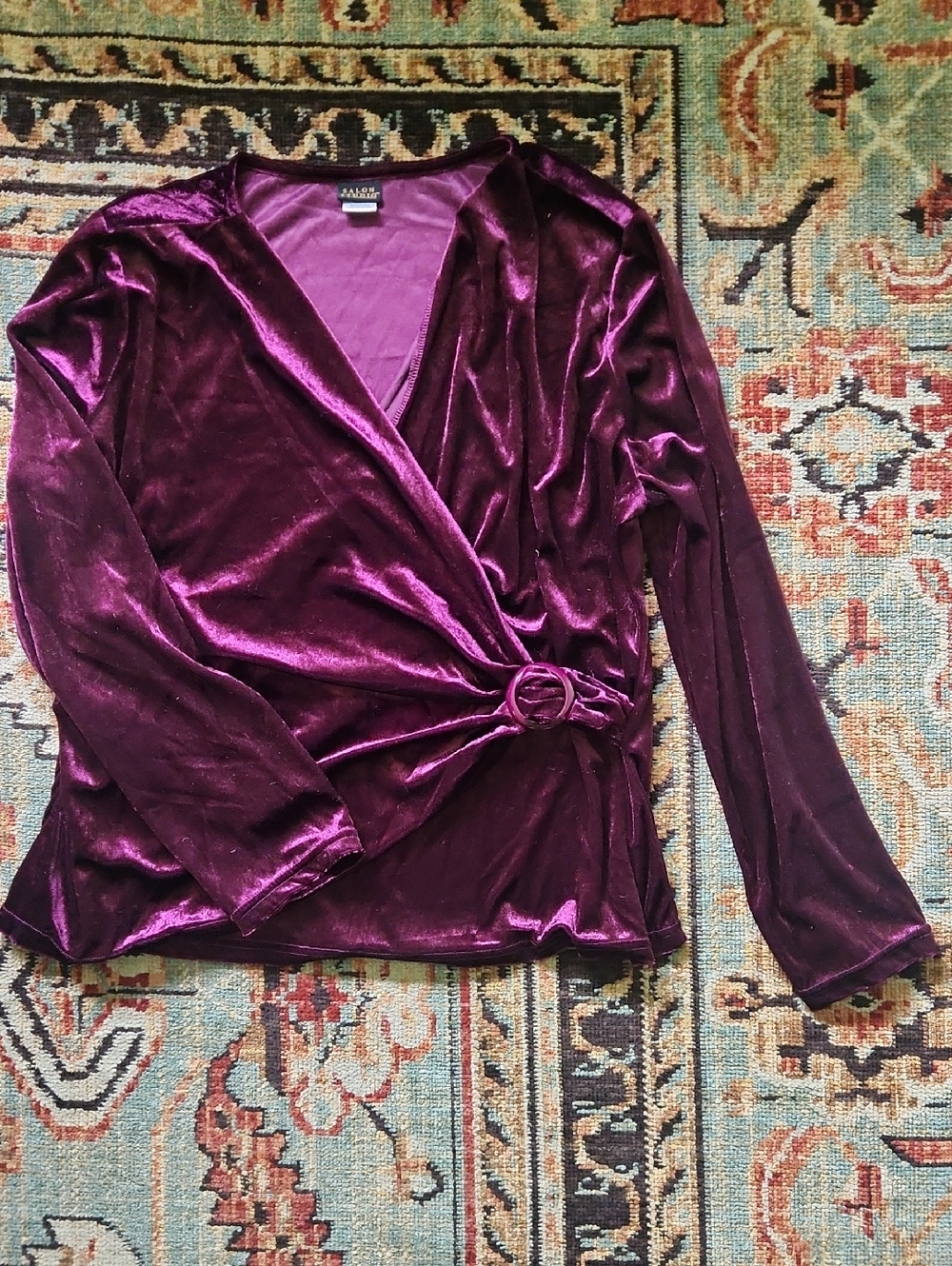 Velvet Wrap Top in Deep Purple